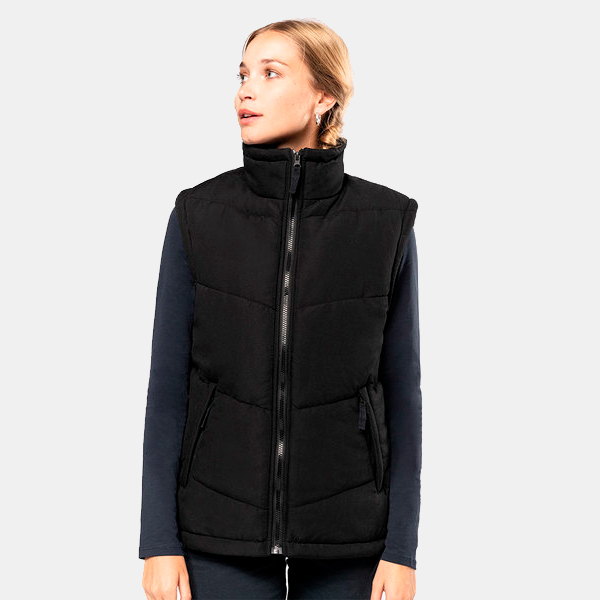Chaleco-Unisex-Calentador-con-Forro-Polar-Kariban-negro-ejemplo-mujer-frente